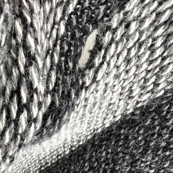 Kuna Striped Baby Alpaca Poncho Sweater With Cowl Neck Black Gray One Size - Picture 8 of 11